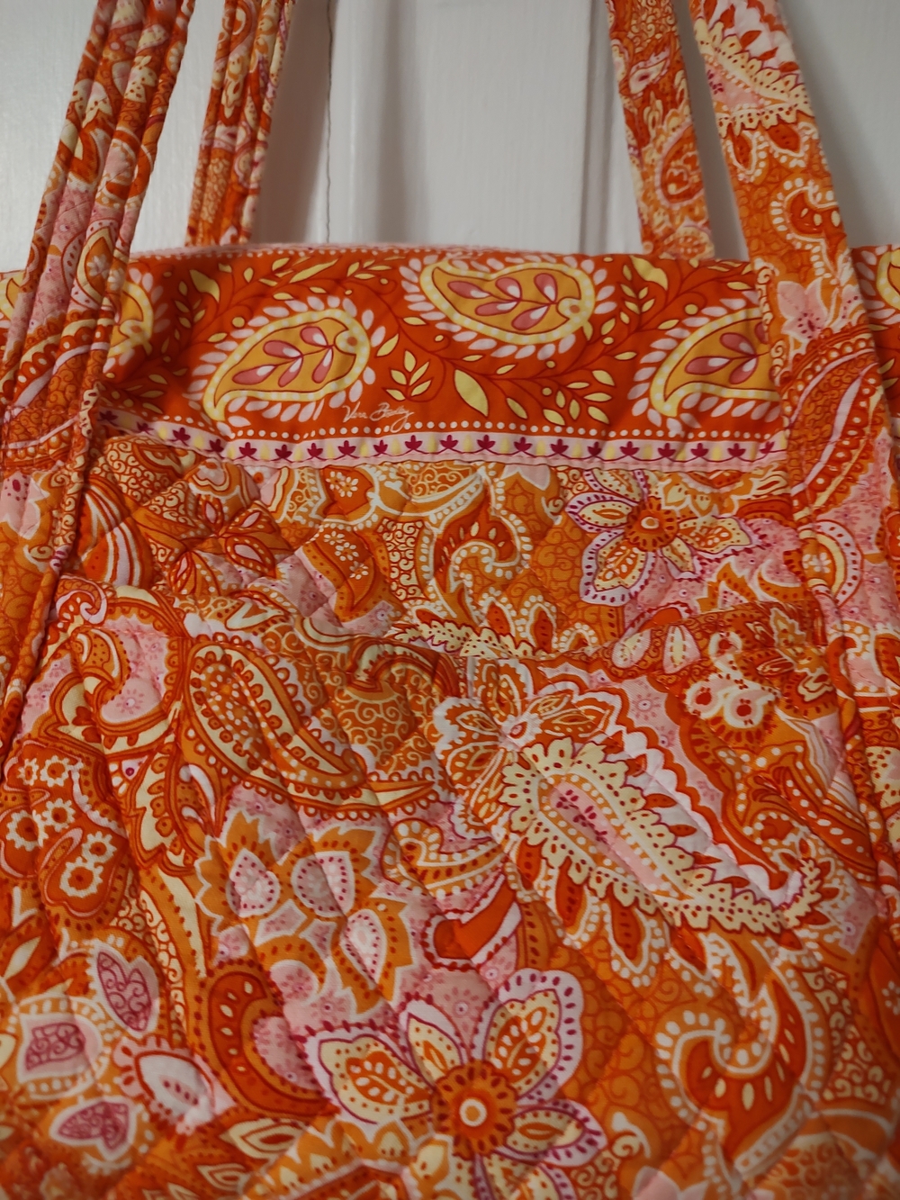 Vera Bradley Orange Paisley Quilted Hobo Tote - Picture 4 of 7